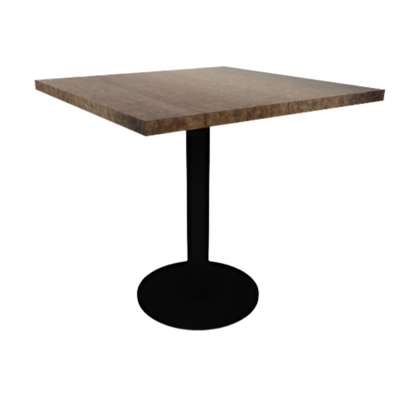 Proof 30″ Square Pedestal Cafe Table with Round Steel Base Solid Wood Top
