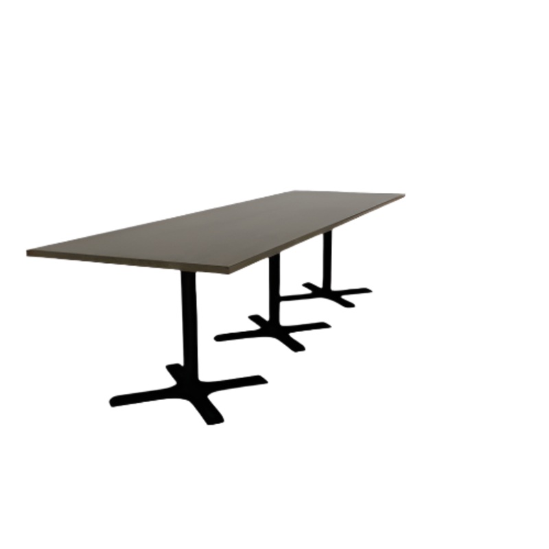 Proof 36″ x 120″ Rectangle Pedestal Cafe Table with X-Base Set of 3 Solid Wood Top