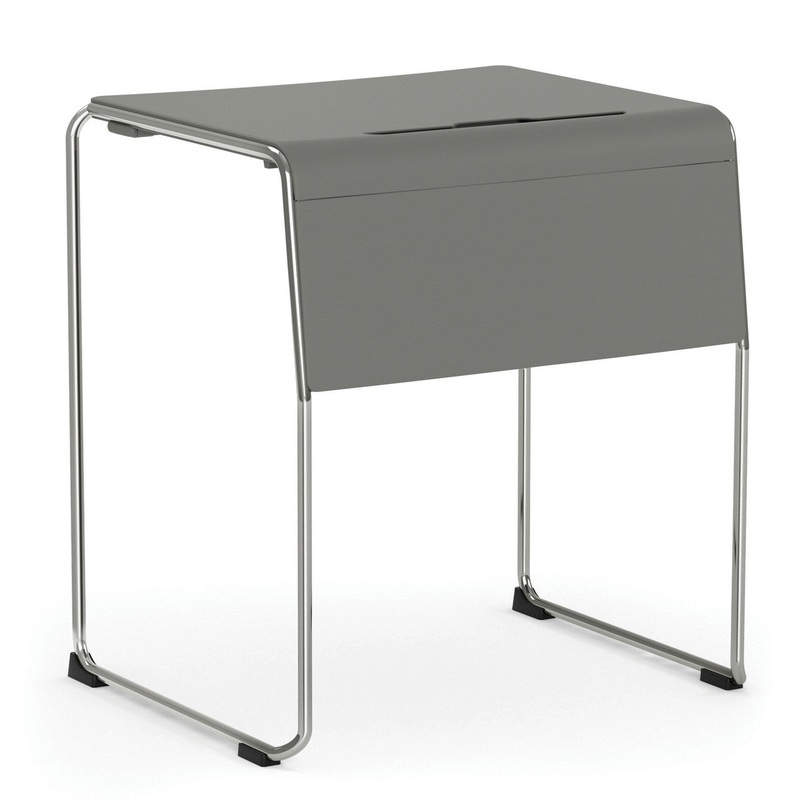 Mario Student Stackable Desk with Chrome Frame Charcoal Chrome