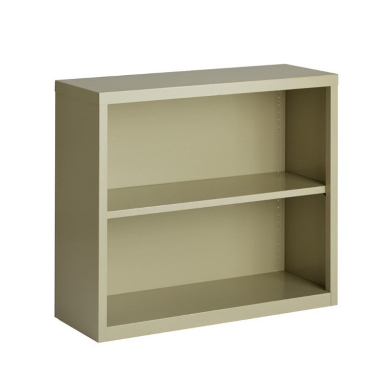 OS 30″ High 2 Shelf Metal Bookcase Putty