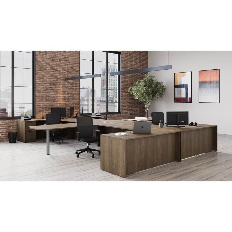 OS Laminate Multi-Person Office Workstation Desk with Full Pedestal Drawers Coastal Gray