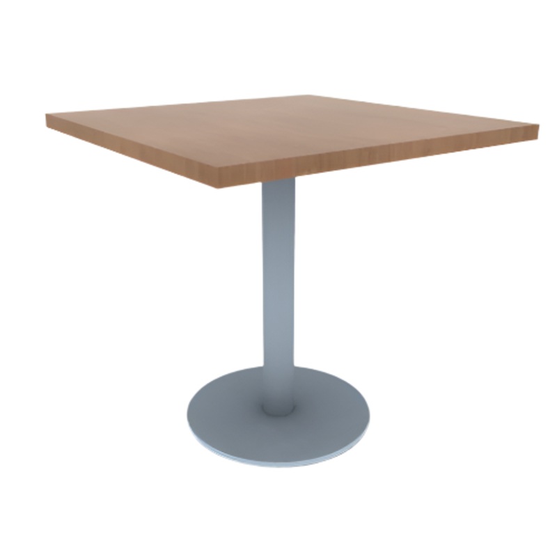 Proof 30″ Square Pedestal Cafe Table with Round Stainless Steel Base TFL Top 3MM PVC Edge