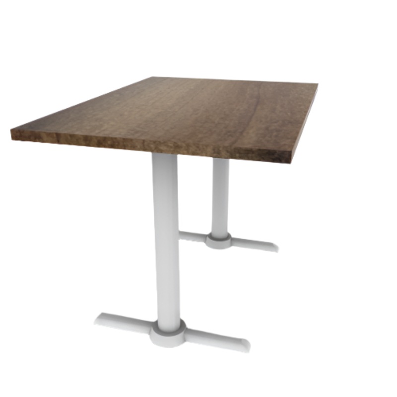 Proof 30″ x 42″ Rectangle Pedestal Cafe Table with Straight T-Legs Pair Solid Wood Top
