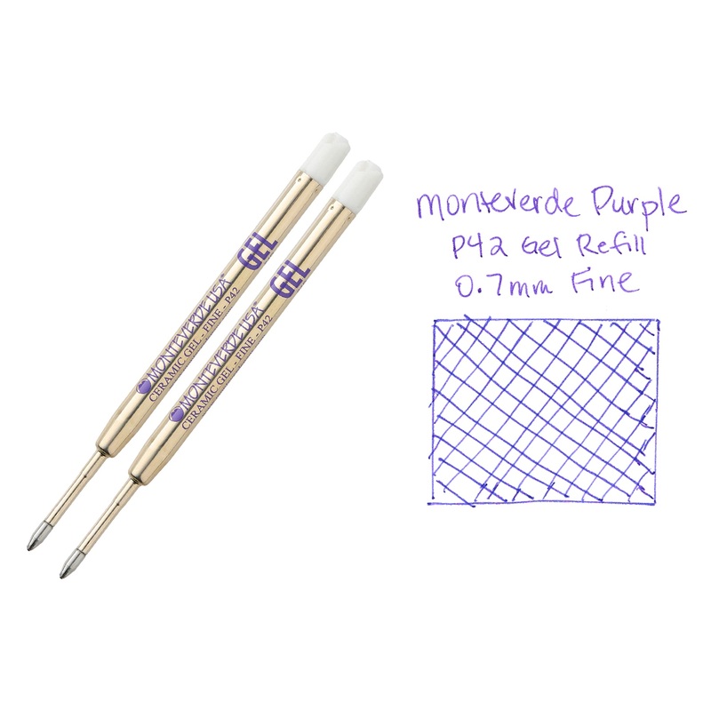 Monteverde Capless Gel P42 Rollerball Refills – Purple, 0.7mm Fine (2-Pack)