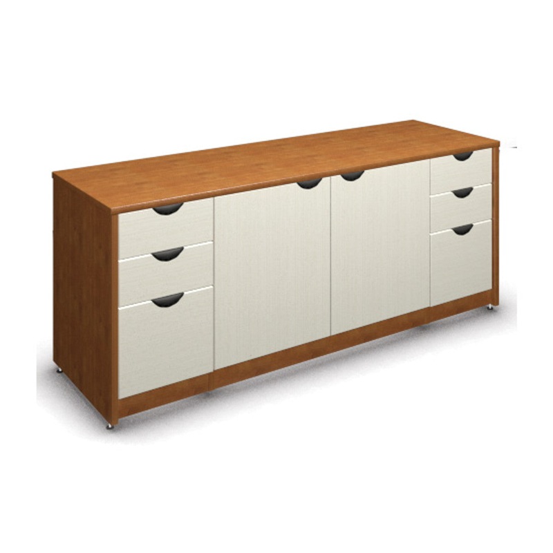 OS Storage Credenza with Box and Dual File Storage, 2 Doors, File and Dual Box Storage – 29″ H Mahogany