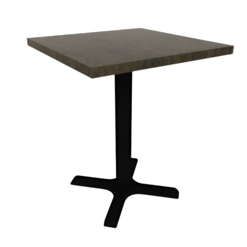 Proof 24″ Square Pedestal Cafe Table with X-Base Solid Wood Top