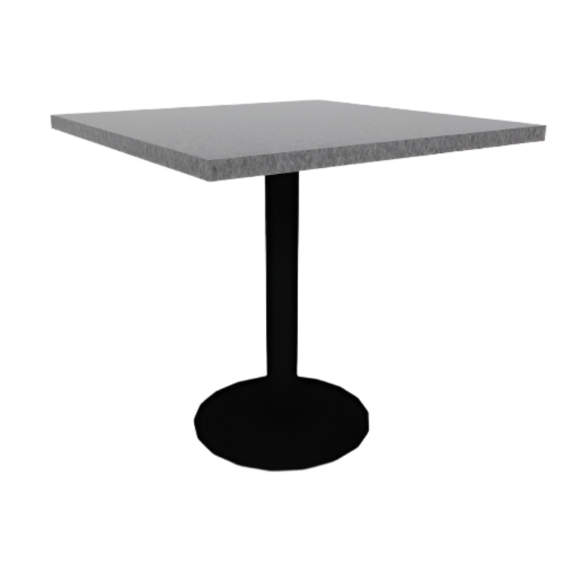 Proof 30″ Square Pedestal Cafe Table with Cast Iron Round Base HPL Top