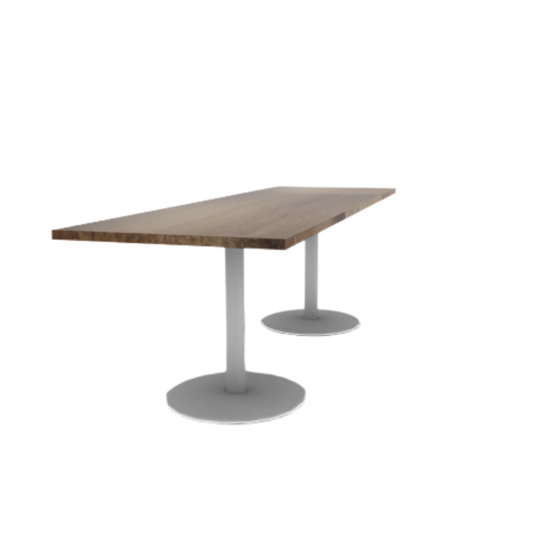 Proof 30″ x 96″ Rectangle Pedestal Cafe Table with Round Base Pair Solid Wood Top