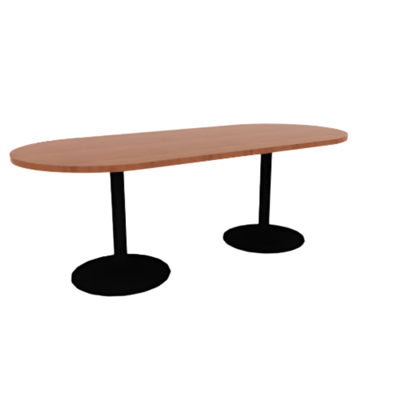 Proof 36″ x 84″ Racetrack Pedestal Cafe Table with Round Base Pair HPL Top 3MM PVC Edge