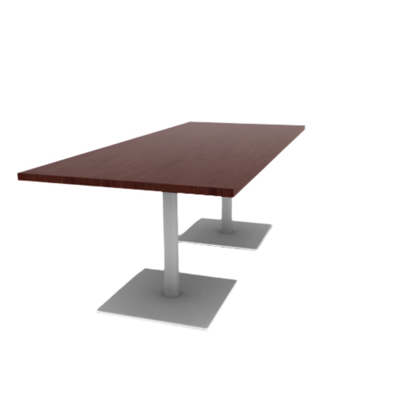 Proof 36″ x 84″ Rectangle Pedestal Cafe Table with Square Steel Base Pair HPL Top