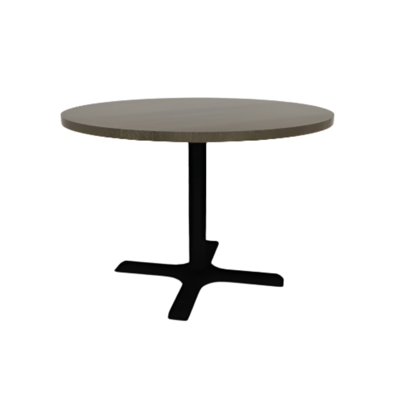 Proof 42″ Dia Round Pedestal Cafe Table with Cast Iron X-Base Solid Wood Top