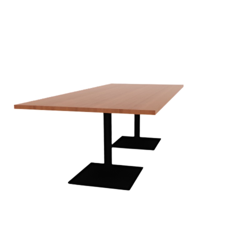 Proof 42″ x 96″ Rectangle Pedestal Cafe Table with Square Steel Base Pair HPL Top