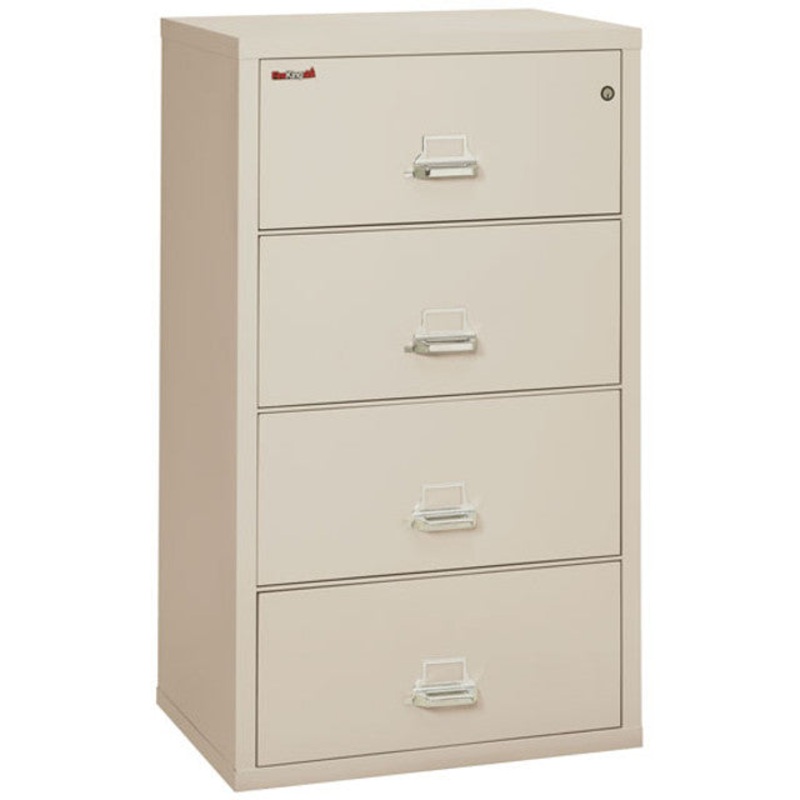 OS 4 Drawer Fireproof Letter and Legal Lateral File Cabinet – 31-3/16″ Wide Parchment