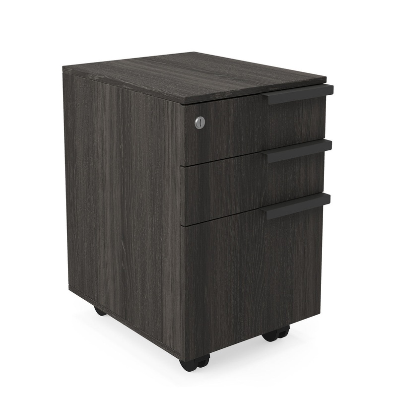Palisades 3-Drawer Mobile File Cabinet with Lock and Casters Gauntlet Gray Graphite