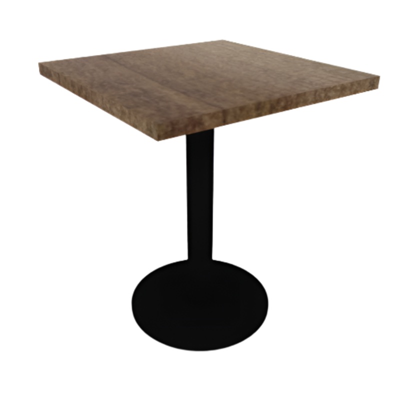 Proof 24″ Square Pedestal Cafe Table with Round Steel Base Solid Wood Top