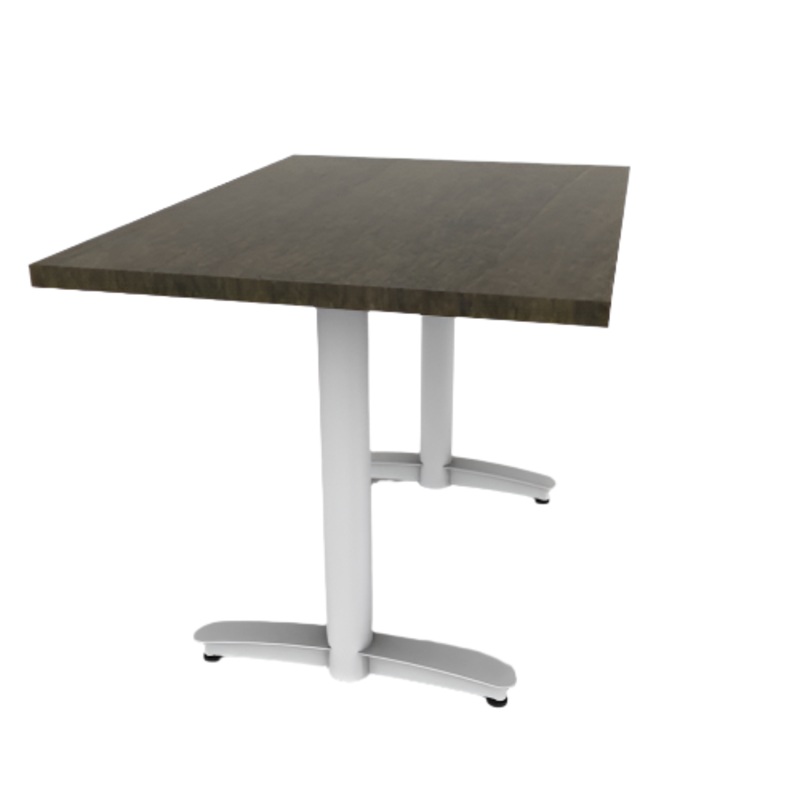 Proof 30″ x 42″ Rectangle Pedestal Cafe Table with Arched T-Legs Pair Solid Wood Top