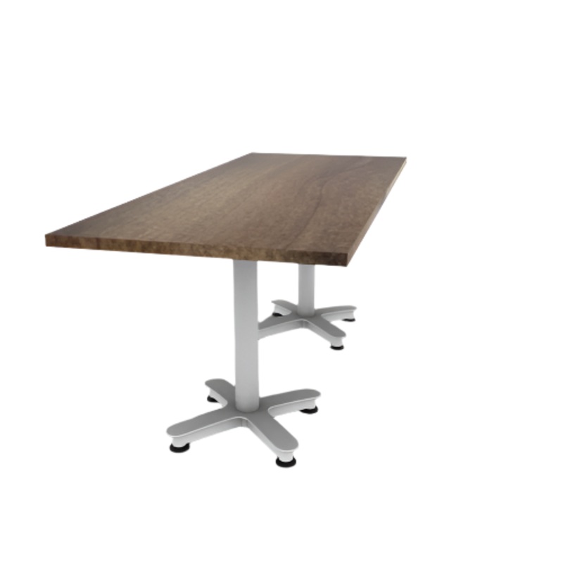 Proof 30″ x 72″ Rectangle Pedestal Cafe Table with Arched Base Pair Solid Wood Top