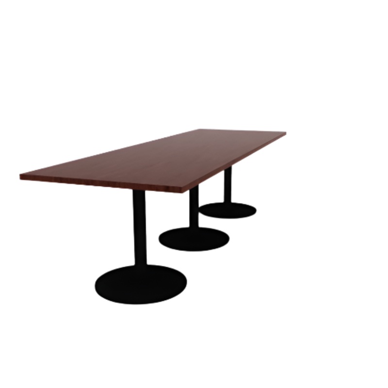 Proof 36″ x 108″ Rectangle Pedestal Cafe Table with Round Steel Base Set of 3 HPL Top