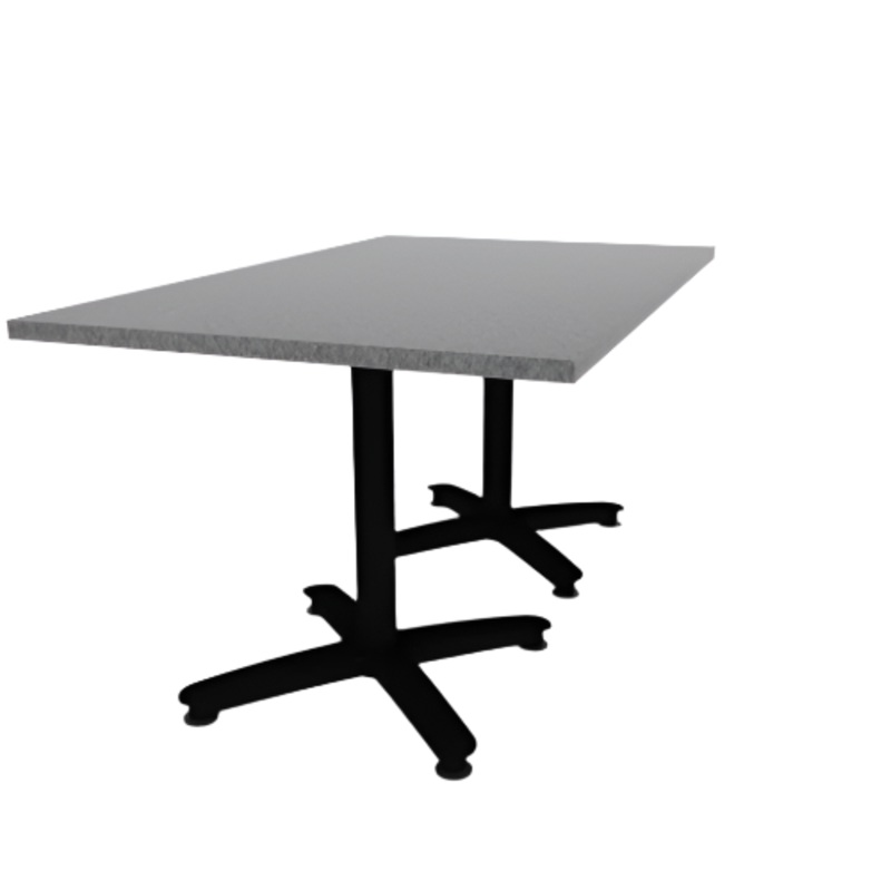 Proof 36″ x 60″ Rectangle Pedestal Cafe Table with Arched Base Pair HPL Top