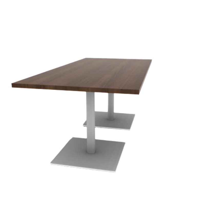 Proof 36″ x 72″ Rectangle Pedestal Cafe Table with Square Steel Base Pair HPL Top