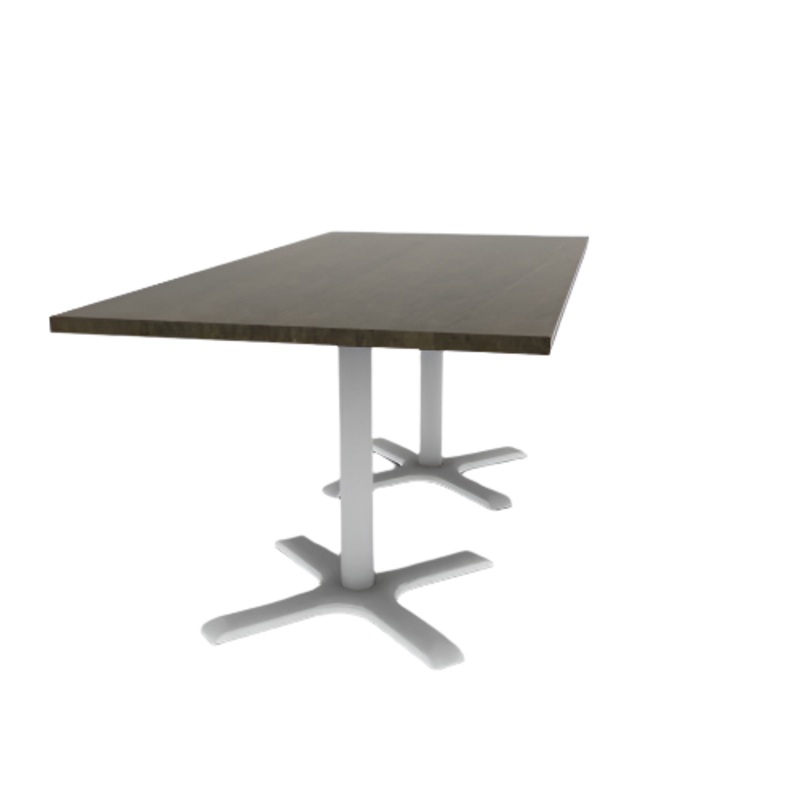 Proof 36″ x 72″ Rectangle Pedestal Cafe Table with X-Base Pair Solid Wood Top