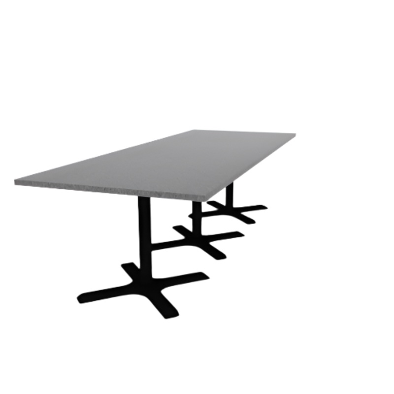 Proof 42″ x 108″ Rectangle Pedestal Cafe Table with X-Base Set of 3 HPL Top