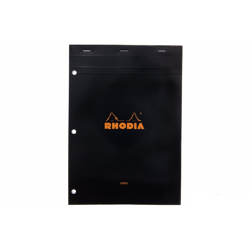 Rhodia No. 18 A4 Notepad – Black, Lined with 3-Hole Punch