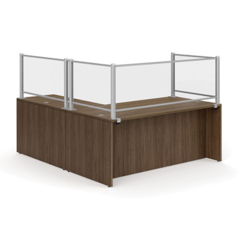 Borders II L Shape Reception Desk with Clear Acrylic Top & Drawer Pedestal Arcadia White