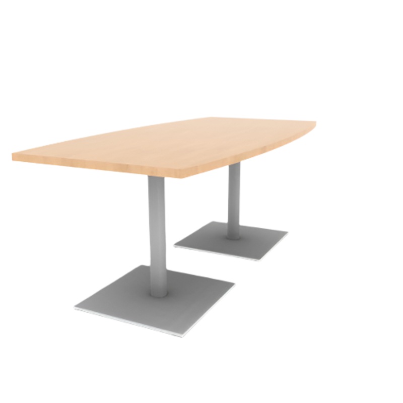 Proof 36″ x 72″ Boat Pedestal Cafe Table with Square Steel Base Pair HPL Top