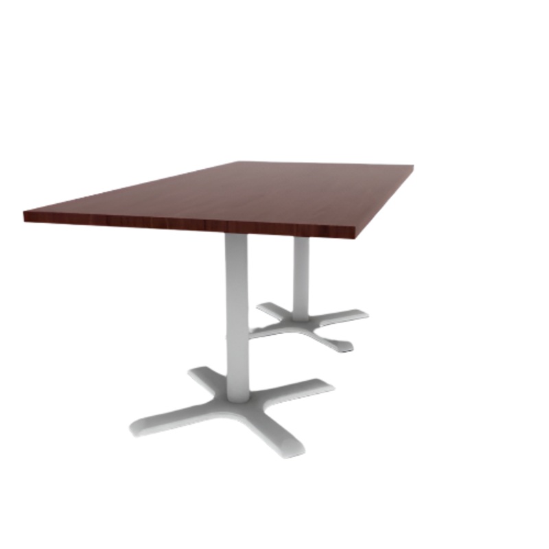 Proof 36″ x 72″ Rectangle Pedestal Cafe Table with X-Base Pair HPL Top