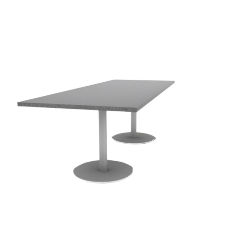 Proof 36″ x 96″ Rectangle Pedestal Cafe Table with Round Steel Base Pair HPL Top