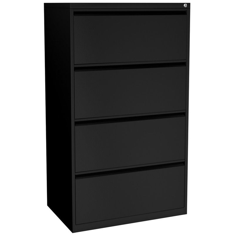 OS 4 Drawer Lateral File Cabinet Black