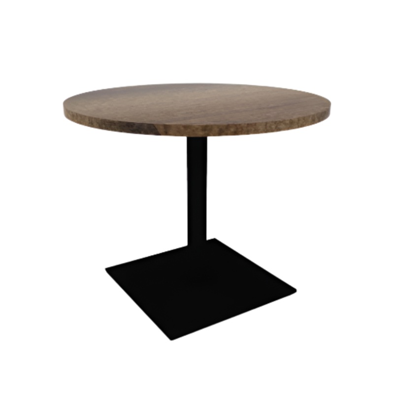 Proof 36″ Dia Round Pedestal Cafe Table with Square Steel Base Solid Wood Top