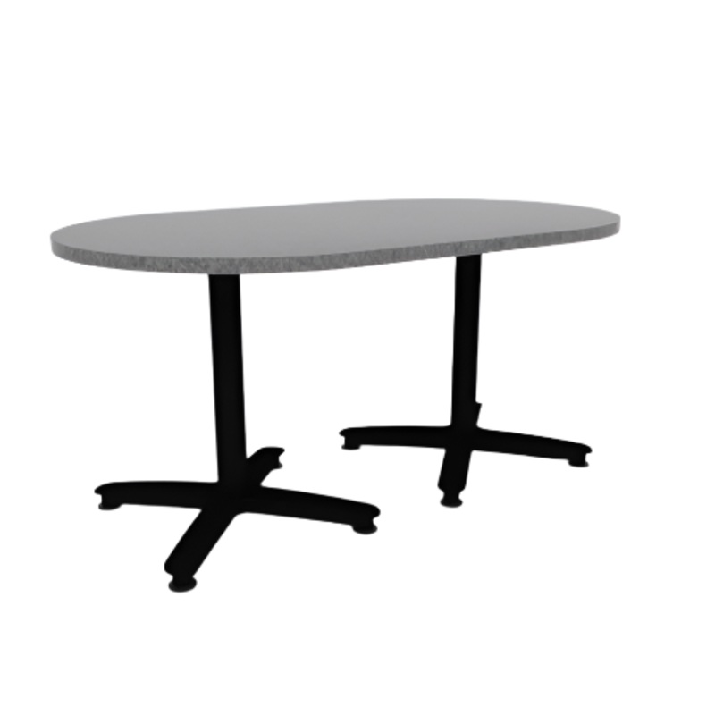 Proof 36″ x 60″ Racetrack Pedestal Cafe Table with Arched Base Pair HPL Top