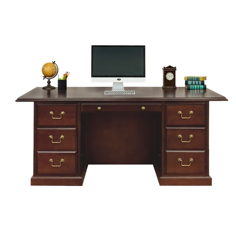 Rowland Knee Space Credenza Desk Mahogany