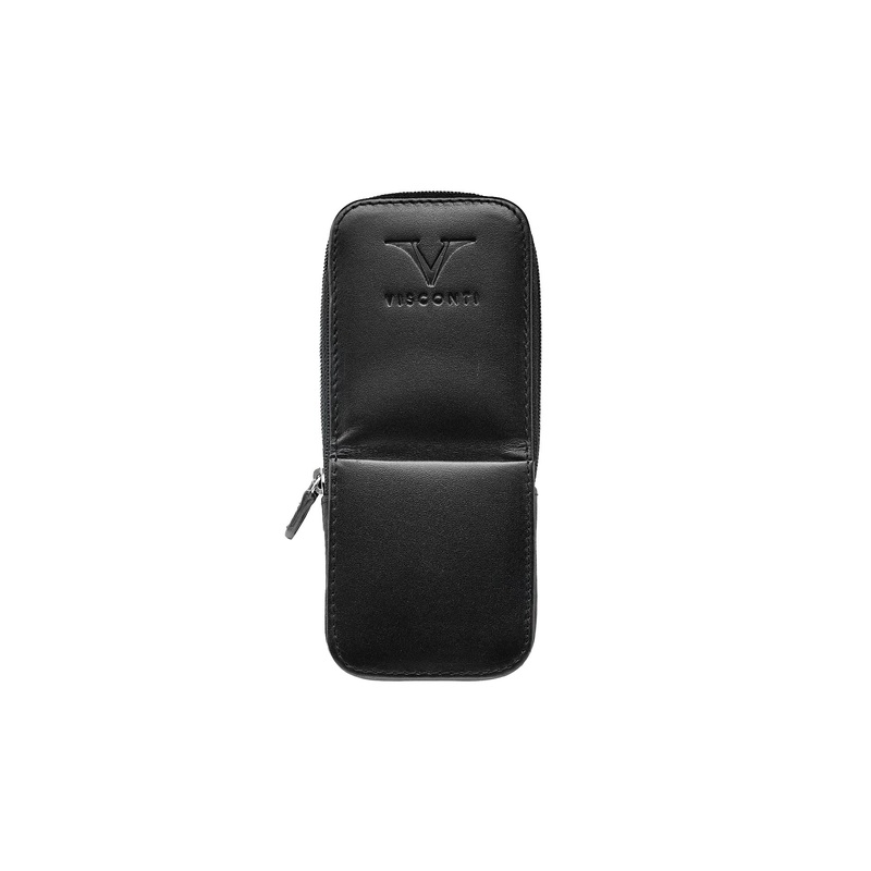 Visconti Leather 3 Pen Case – Black