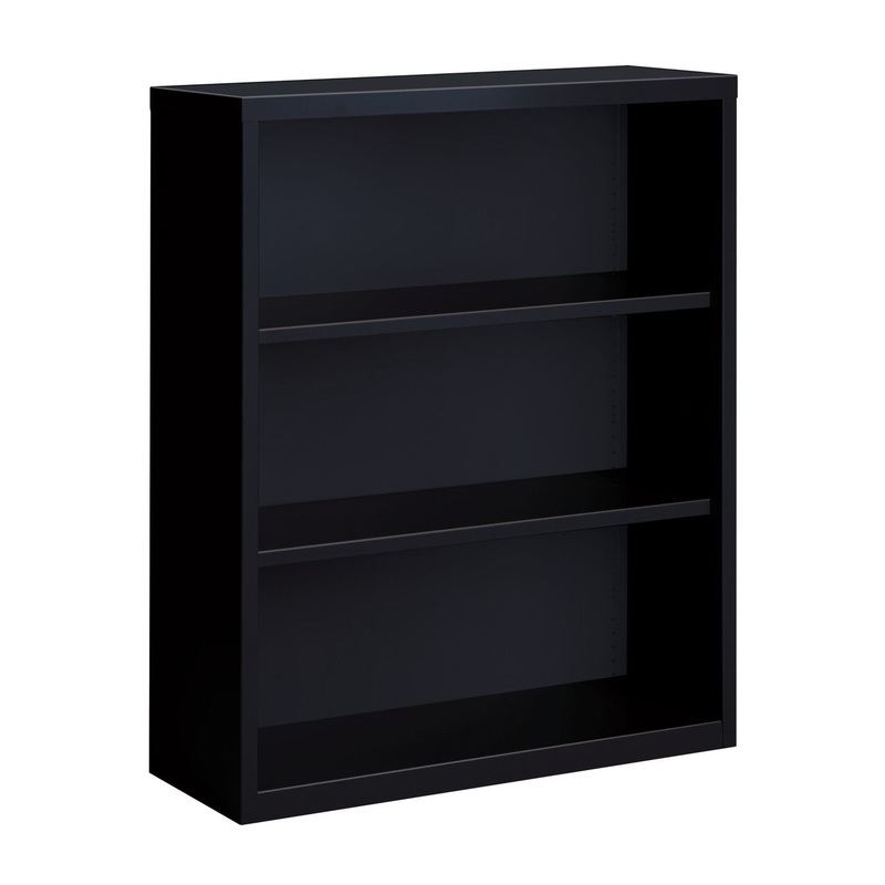 OS 42″ High 3 Shelf Metal Bookcase Putty