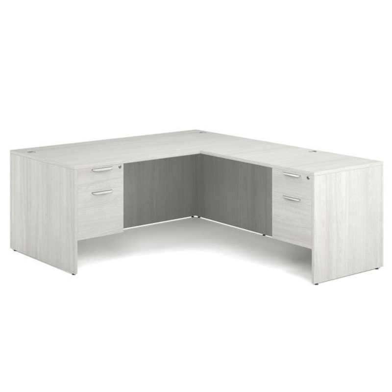OS Laminate 71” x 36” Double 3/4 Pedestal L Shape Executive Desk Arcadia White