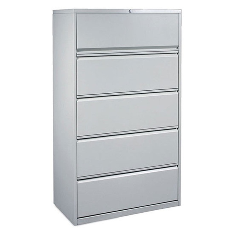 OS Steel 5 Drawer Lateral File Cabinet Black