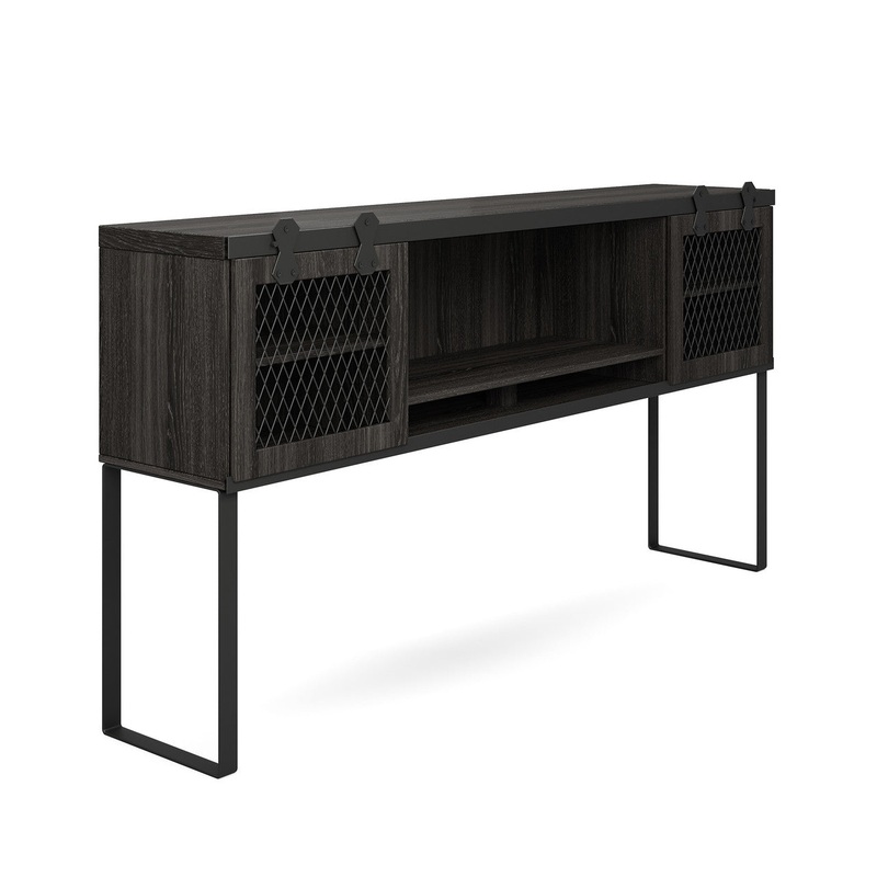 Palisades Hutch with Supports & Sliding Doors Gauntlet Gray Graphite