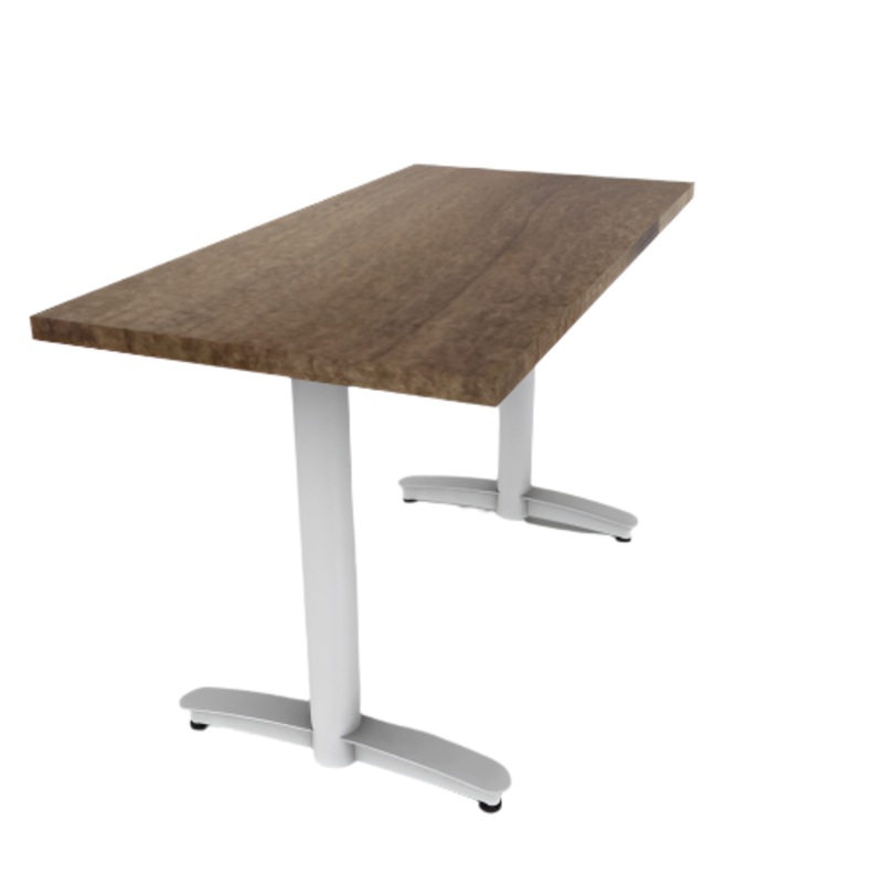 Proof 24″ x 48″ Rectangle Pedestal Cafe Table with Arched T-Legs Pair Solid Wood Top