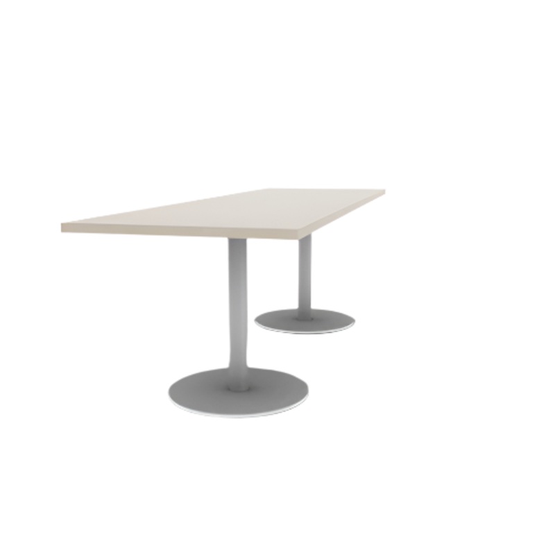 Proof 30″ x 96″ Rectangle Pedestal Cafe Table with Round Steel Base Pair HPL Top