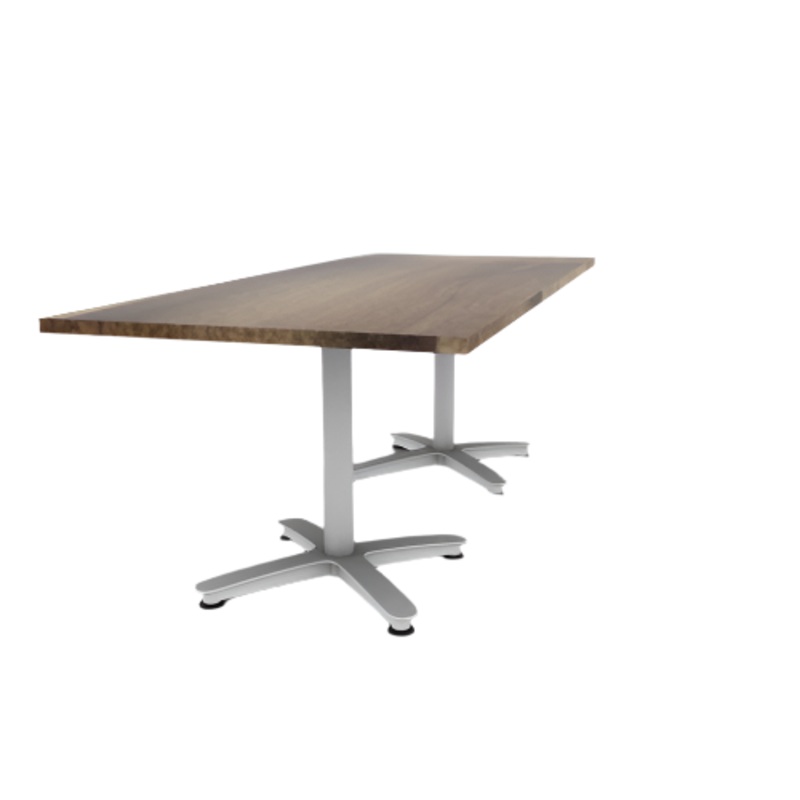 Proof 36″ x 84″ Rectangle Pedestal Cafe Table with Arched Base Pair Solid Wood Top