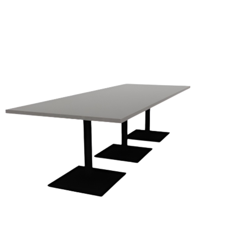 Proof 42″ x 108″ Rectangle Pedestal Cafe Table with Square Steel Base Set of 3 HPL Top