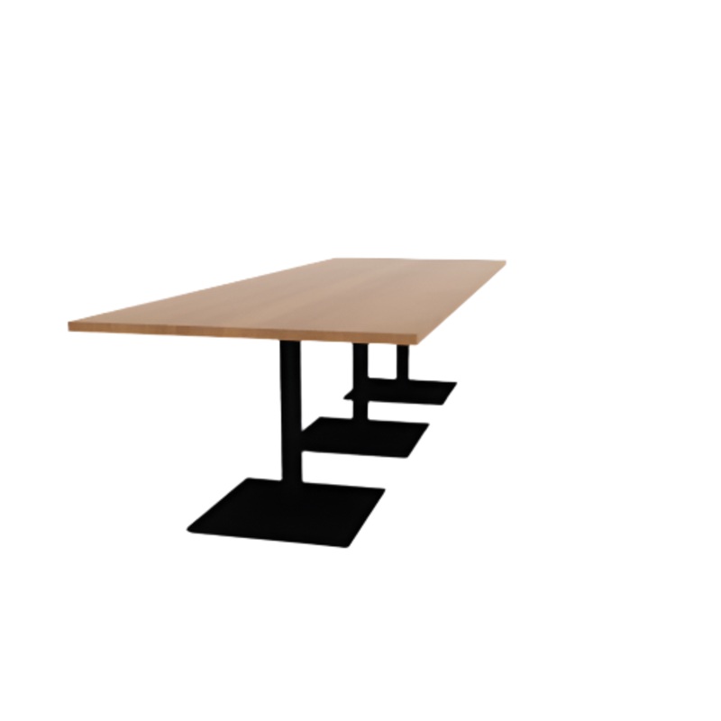Proof 42″ x 120″ Rectangle Pedestal Cafe Table with Square Steel Base Set of 3 HPL Top