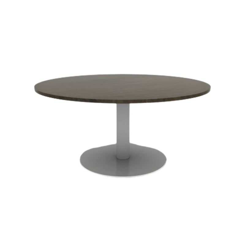 Proof 60″ Dia Round Pedestal Cafe Table with Round Steel Base Solid Wood Top