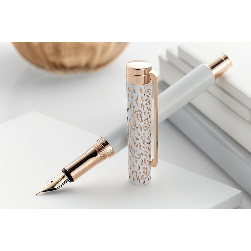 Waldmann Xetra Vienna Fountain Pen – White/Rose Gold Fine