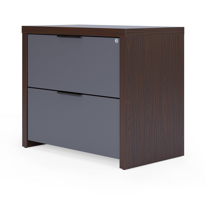 Lucca 2 Drawer Lateral File Cabinet Walnut / Charcoal