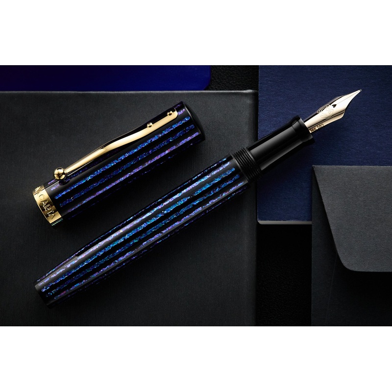 Magna Carta Mag 600 Fountain Pen – “Modern Raden” Blue/Black (Special Edition) 14k Flex