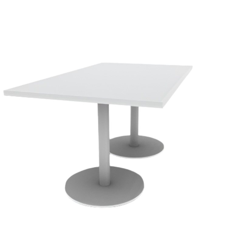 Proof 36″ x 60″ Rectangle Pedestal Cafe Table with Round Steel Base Pair HPL Top
